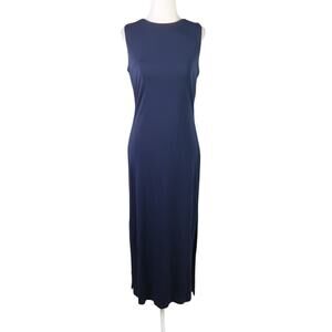 Vintage 90s Moda International Navy Blue Stretch Jersey Maxi Dress S